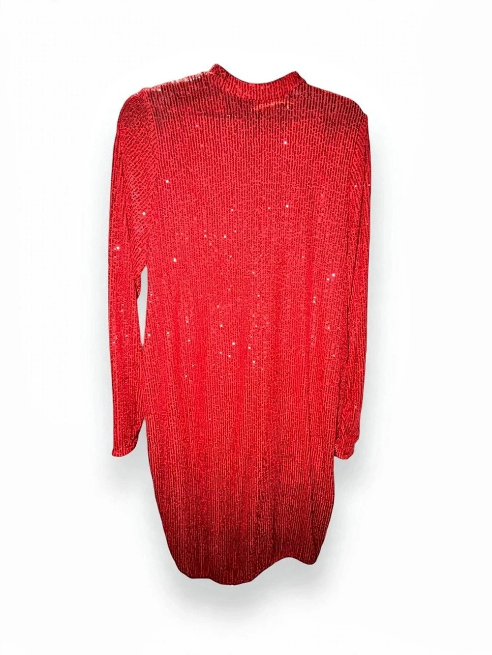 Curvy Sense Red Sequin Long Sleeve Mini Dress